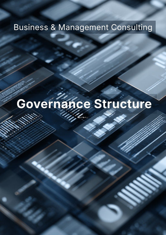 Cover of a book or report on governance structure with blurred technical diagrams in the background.