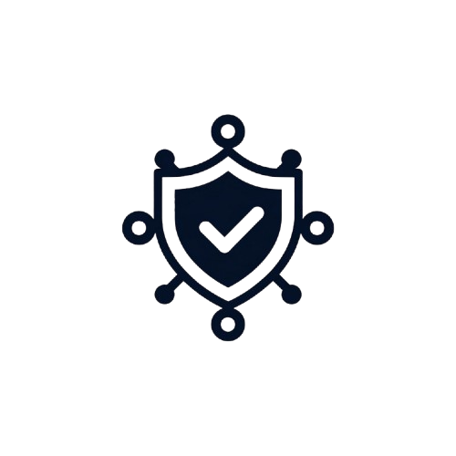 Shield icon with a check mark inside on a white background