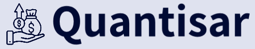 Quantisar logo with a hand holding money and a crown icon on a white background