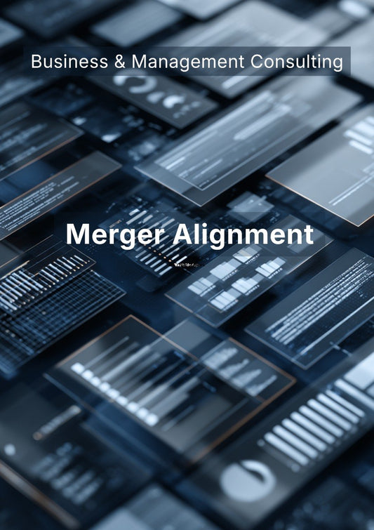 Cover of a book or report on merger alignment with technical design elements.